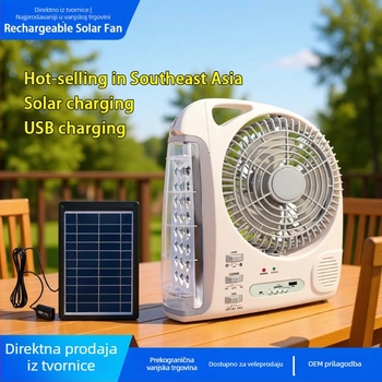 Solarni ventilator s LED rasvjetom i Bluetoothom za vanjsku rasvjetu