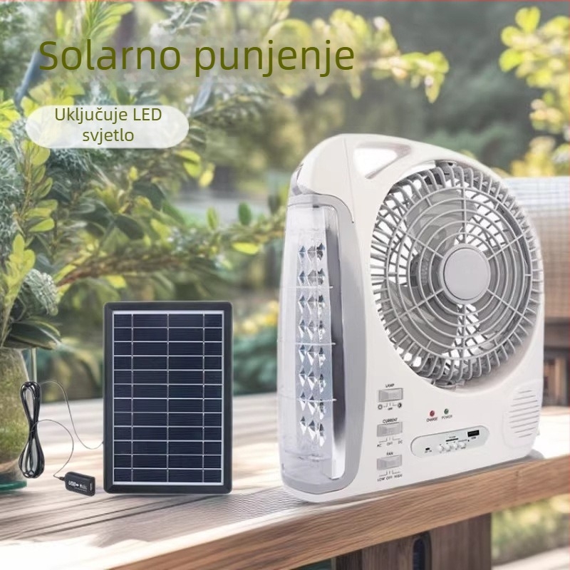 Solarni ventilator s LED rasvjetom i Bluetoothom za vanjsku rasvjetu
