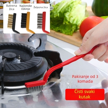 Set od 3 četkica za čišćenje plinske ploče – četka za prostore i četka s čeličnom žicom, kućna upotreba