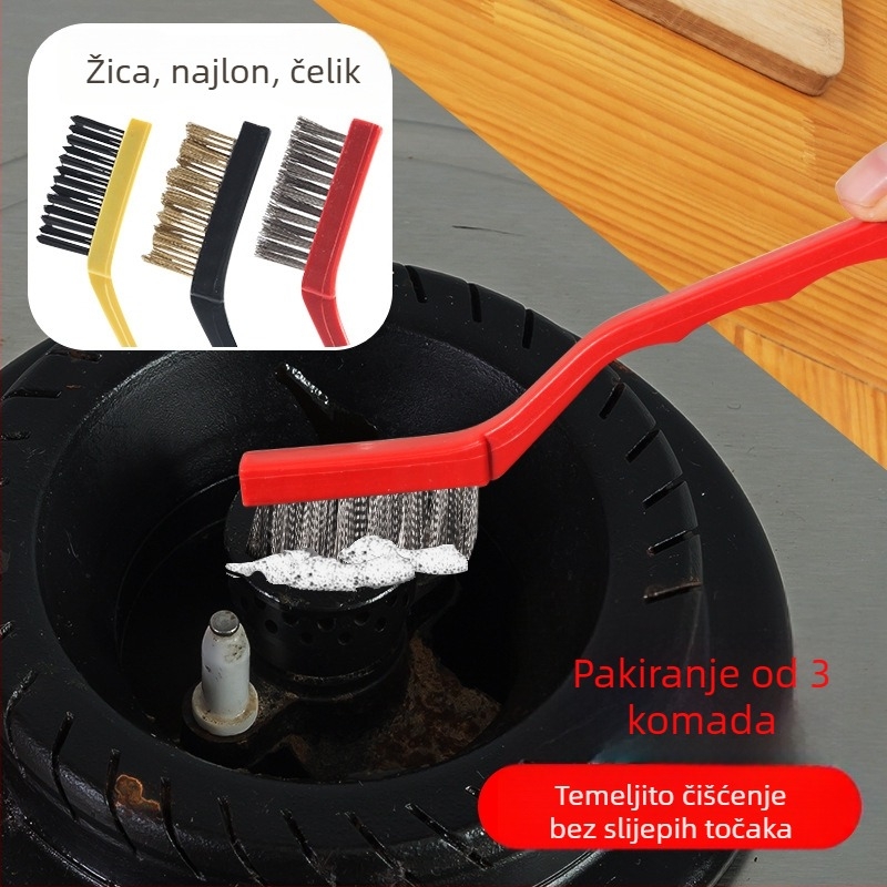 Set od 3 četkica za čišćenje plinske ploče – četka za prostore i četka s čeličnom žicom, kućna upotreba