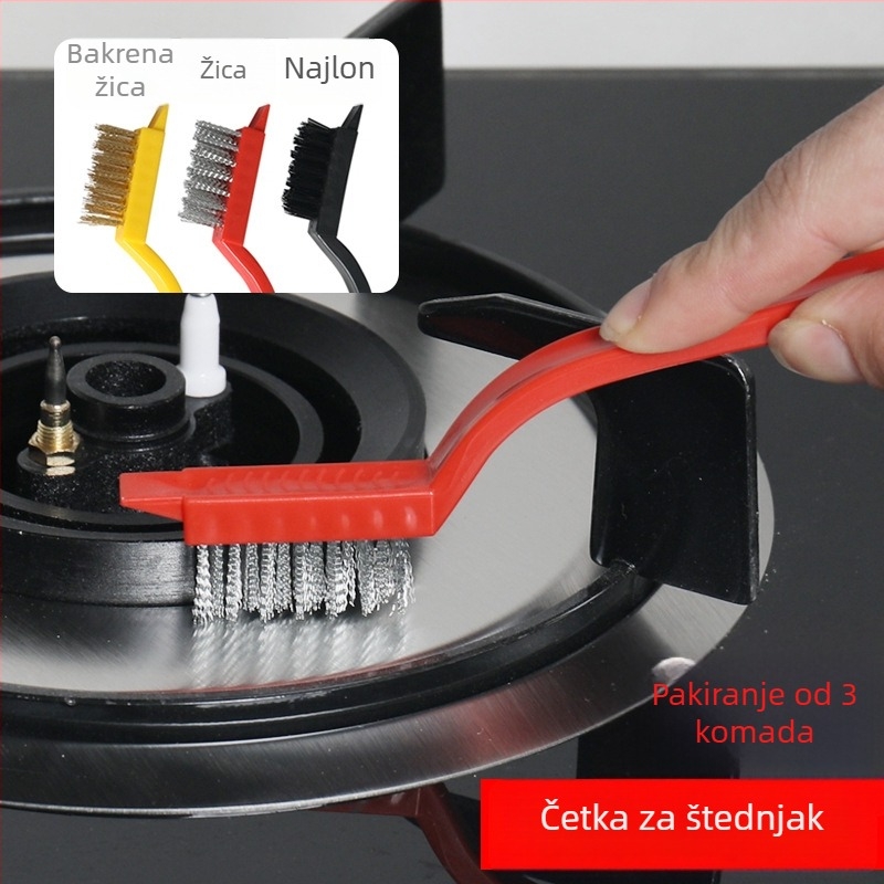 Set od 3 četkica za čišćenje plinske ploče – četka za prostore i četka s čeličnom žicom, kućna upotreba