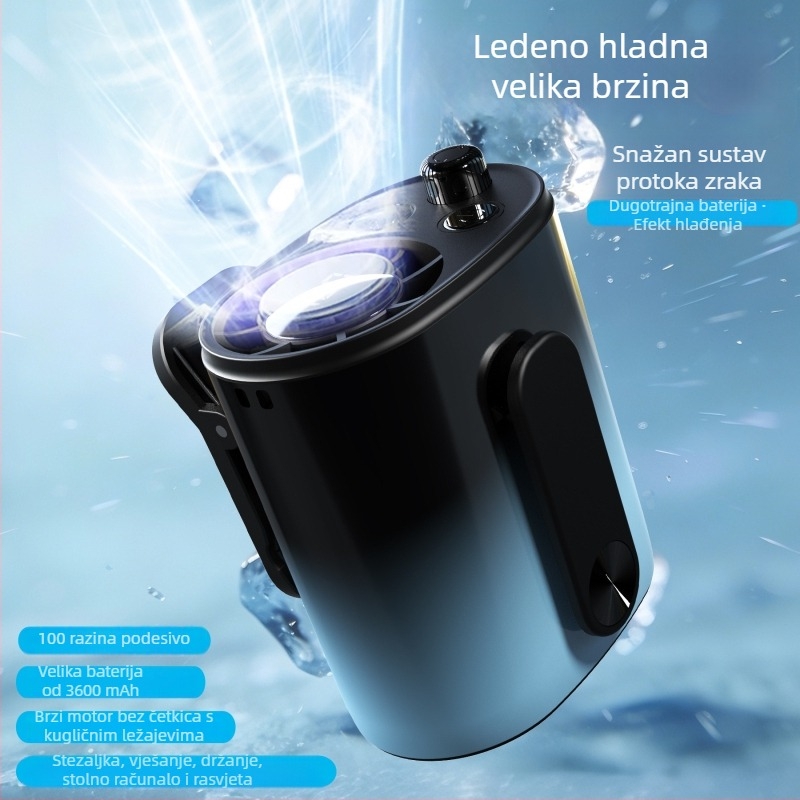 2026 novi brushless ventilator s klipom za stol, 5 lopatica, USB punjiv, snažno LED svjetlo, ugrađena baterija (2000–4000 mAh)