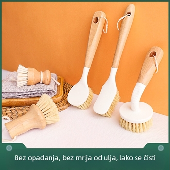 Prirodna sisal vlaknasta četka za posuđe s dugom drškom, kuhinjska četka za čišćenje, višenamjenska četka