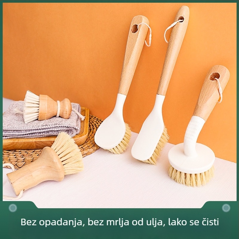 Prirodna sisal vlaknasta četka za posuđe s dugom drškom, kuhinjska četka za čišćenje, višenamjenska četka