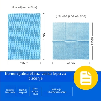 60×60 cm jednokratna krpa za čišćenje, dvostruka uporaba za suho i mokro, debeli netkani materijal za posuđe, antibakterijski