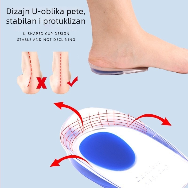Silikonske podloške za petu, nevidljive unutarnje podizne uloške, sportske tlmične uloške za petu za muškarce i žene, ženska pola veličine