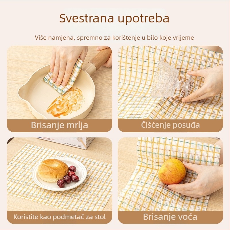 Kakama Krpa za čišćenje, dvostruka upotreba za suho i mokro, kuhinjske potrepštine, kućno čišćenje, debela jednokratna krpa za pranje posuđa