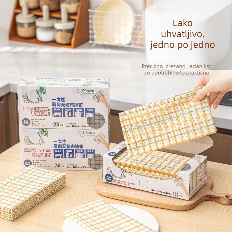 Kakama Krpa za čišćenje, dvostruka upotreba za suho i mokro, kuhinjske potrepštine, kućno čišćenje, debela jednokratna krpa za pranje posuđa