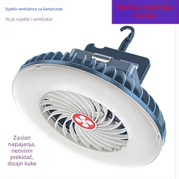 LED kamping ventilator i svjetlo sa stalkom, solarno napajanje, vanjsko osvjetljenje