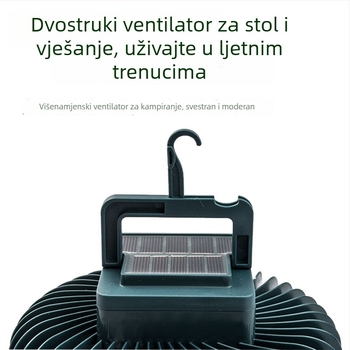 LED kamping ventilator i svjetlo sa stalkom, solarno napajanje, vanjsko osvjetljenje