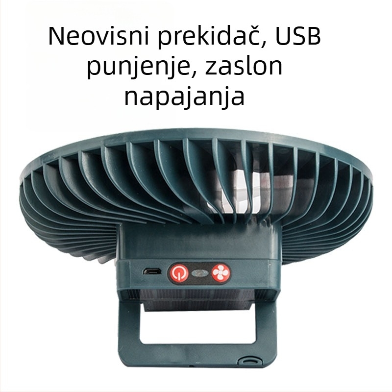 LED kamping ventilator i svjetlo sa stalkom, solarno napajanje, vanjsko osvjetljenje