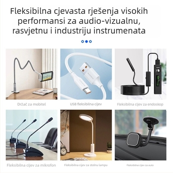Stolna lampa s metalnom fleksibilnom vratom i fleksibilnim cijevnim dijelom s bojom premazom