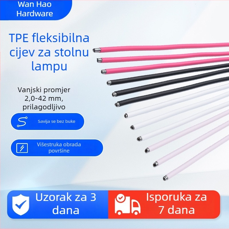 Stolna lampa s metalnom fleksibilnom vratom i fleksibilnim cijevnim dijelom s bojom premazom