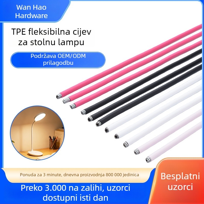 Stolna lampa s metalnom fleksibilnom vratom i fleksibilnim cijevnim dijelom s bojom premazom