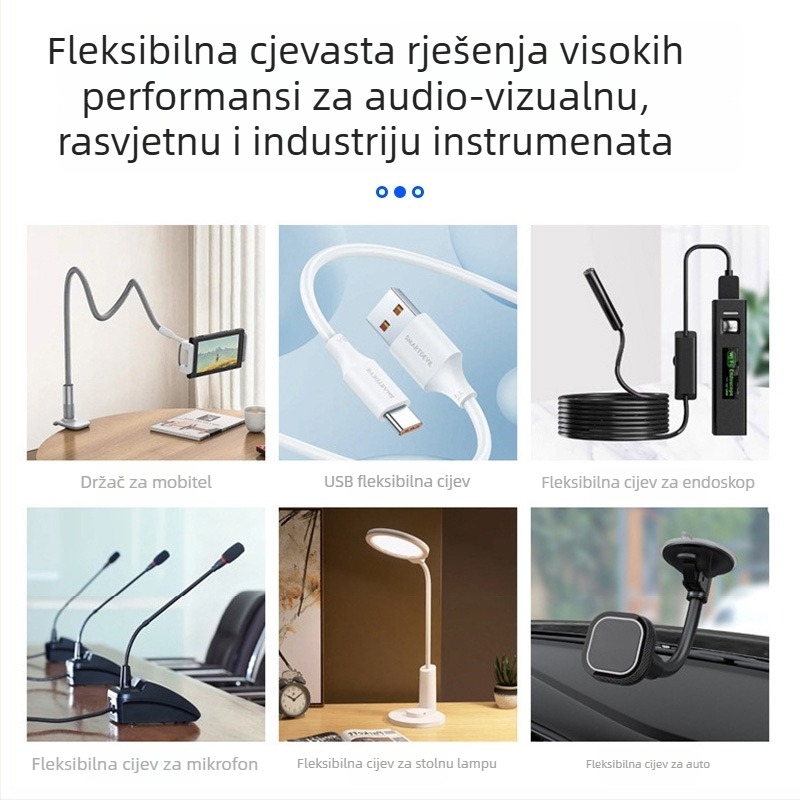 Stolna lampa s metalnom fleksibilnom vratom i fleksibilnim cijevnim dijelom s bojom premazom