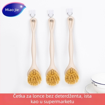 Miaojie Četka za suđe i lonce s dugim drškom, prirodna vlakna sisala, uklanjanje masnoće