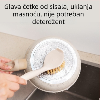 Miaojie Četka za suđe i lonce s dugim drškom, prirodna vlakna sisala, uklanjanje masnoće