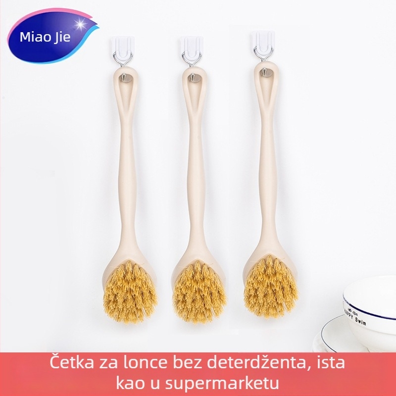 Miaojie Četka za suđe i lonce s dugim drškom, prirodna vlakna sisala, uklanjanje masnoće
