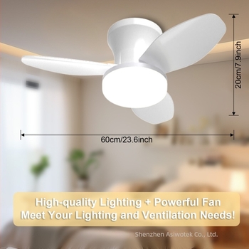 Daljinski upravljan stropni ventilator sa svjetlom, nordijski stil, LED, promjer 65 cm, za spavaću sobu i dječju sobu.