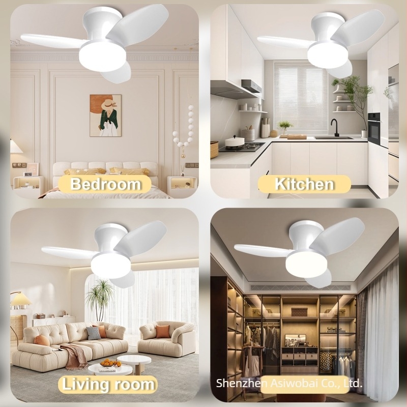 Daljinski upravljan stropni ventilator sa svjetlom, nordijski stil, LED, promjer 65 cm, za spavaću sobu i dječju sobu.