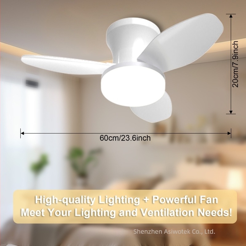 Daljinski upravljan stropni ventilator sa svjetlom, nordijski stil, LED, promjer 65 cm, za spavaću sobu i dječju sobu.