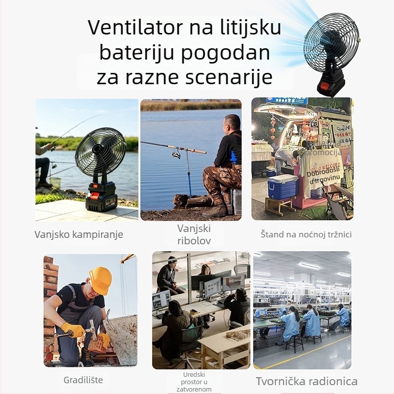 Feimi prijenosni ventilator s litijevom baterijom, za kućnu i vanjsku upotrebu, kompaktan za kampiranje, ribolov i studentsku sobu