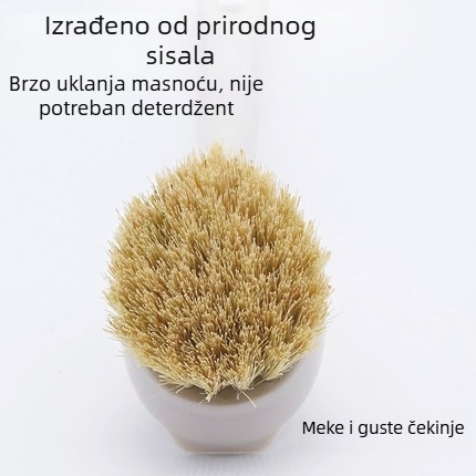 Miaojie četka za posuđe od biljnih vlakana, dugačka drška, otklanja masnoću, otporne mekane dlačice, ne ogrebuje posuđe, za pranje posuđa i kuhinjsko čišćenje