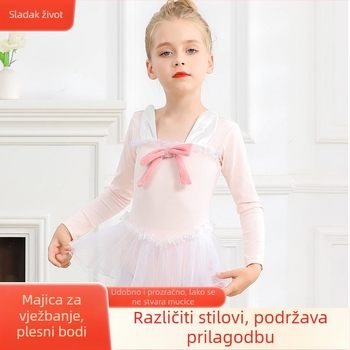 Beigeya dječji baletni kostim za djevojčice, jesen-zima, tutu suknja s motivom zeca, dugi i kratki rukavi, mašna, vježbanje
