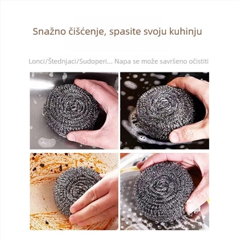 Nerđajuće čelične žičane kuglice za čišćenje, paket od 6 kom., za čišćenje kuhinjskih posuđa