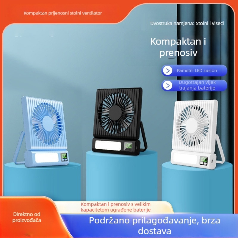 2026 novi USB-punjivi stolni ventilator, mali prijenosni za vanjsku upotrebu i internat