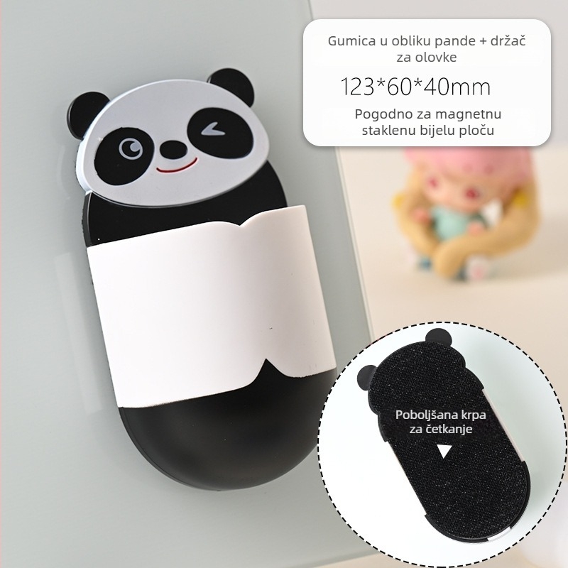  Magnetna gumica za ploču s držačem za olovku – crtani Panda, dvostruka uporaba za djecu i nastavnike