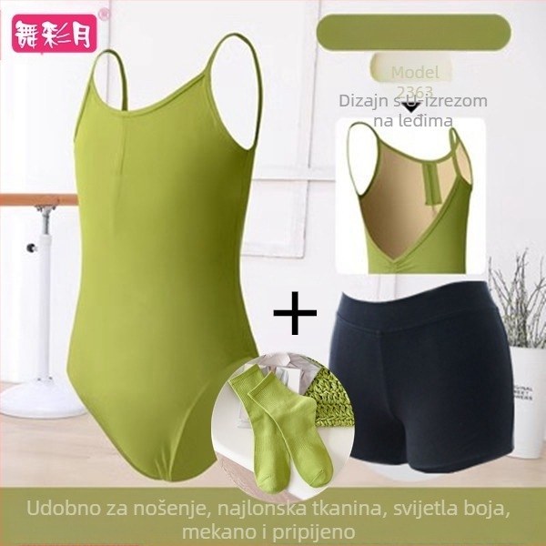 Ljetna dječja plesna haljina od najlona, s trakicama, leđa otvorena, zelena