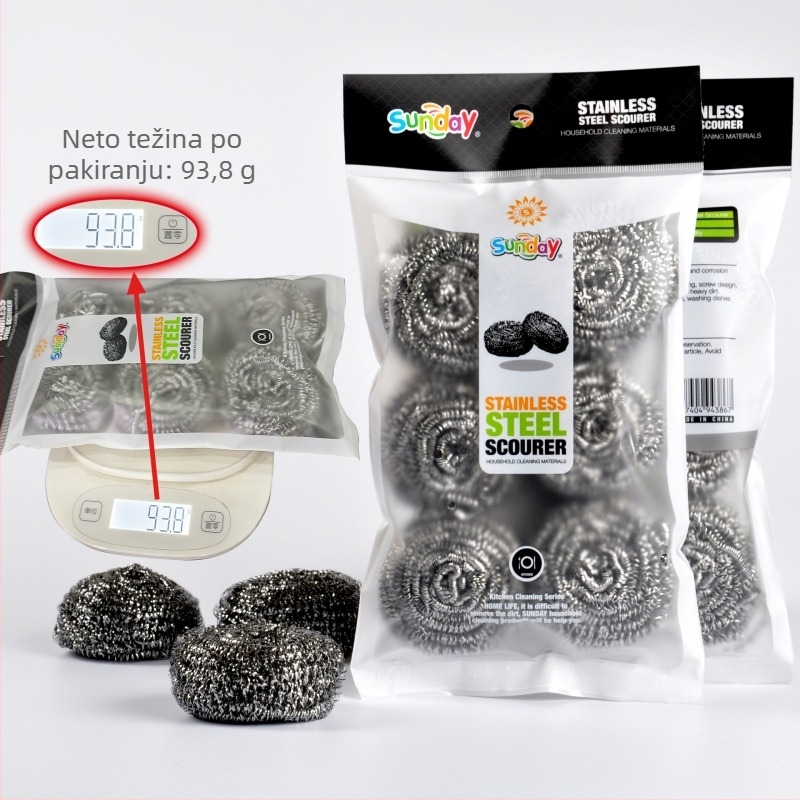 Sunday čelična vuna kugla za čišćenje – set od 6 komada, 15 g po komadu, kuhinjsko čišćenje