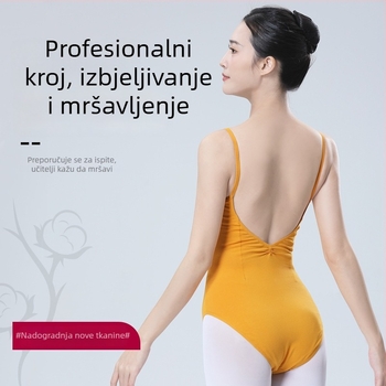 Baletno odijelo za trening, ženski body s naramenicama, jednodijelni kostim, visok izrez za ples i gimnastiku