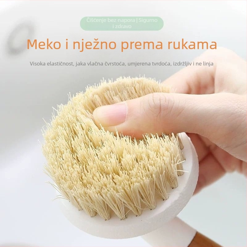 Prirodna sizalna četka za posuđe s dugom drvenom drškom – za pranje posuđa i lonaca, višestruka kuhinjska četka za čišćenje
