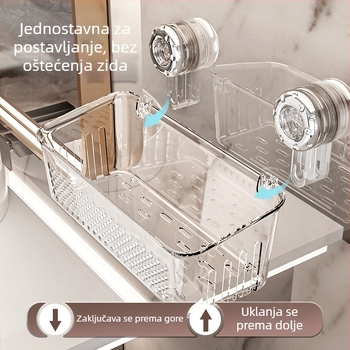 Zidni organizator kupaonice s usisnim čašicama, kozmetički organizator uz umivaonik, industrijskog dizajna