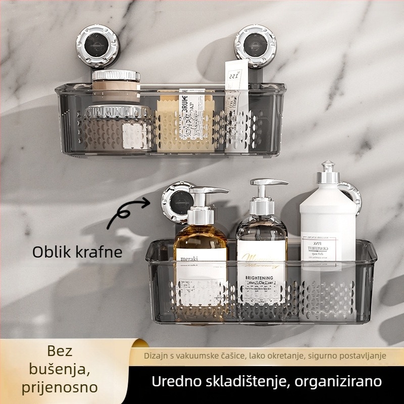 Zidni organizator kupaonice s usisnim čašicama, kozmetički organizator uz umivaonik, industrijskog dizajna