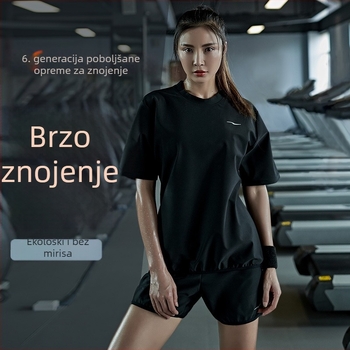 Ženski ljetni fitness komplet: top kratkih rukava i šortseva, slobodan kroj, za trening u teretani, trčanje, jogu i ples