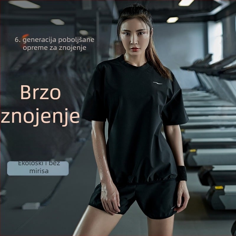 Ženski ljetni fitness komplet: top kratkih rukava i šortseva, slobodan kroj, za trening u teretani, trčanje, jogu i ples