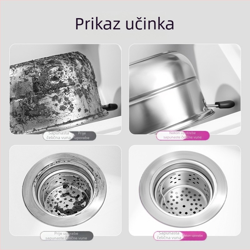 Kuhinjska čistilna krogla iz nerjavnega jekla za odstranjevanje maščob – ne pušča vlaken, varna za posode