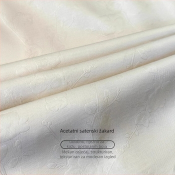 Ženska acetatna midi suknja – ljeto 2025, elegantna, drapirana, jacquard saten, A-linija