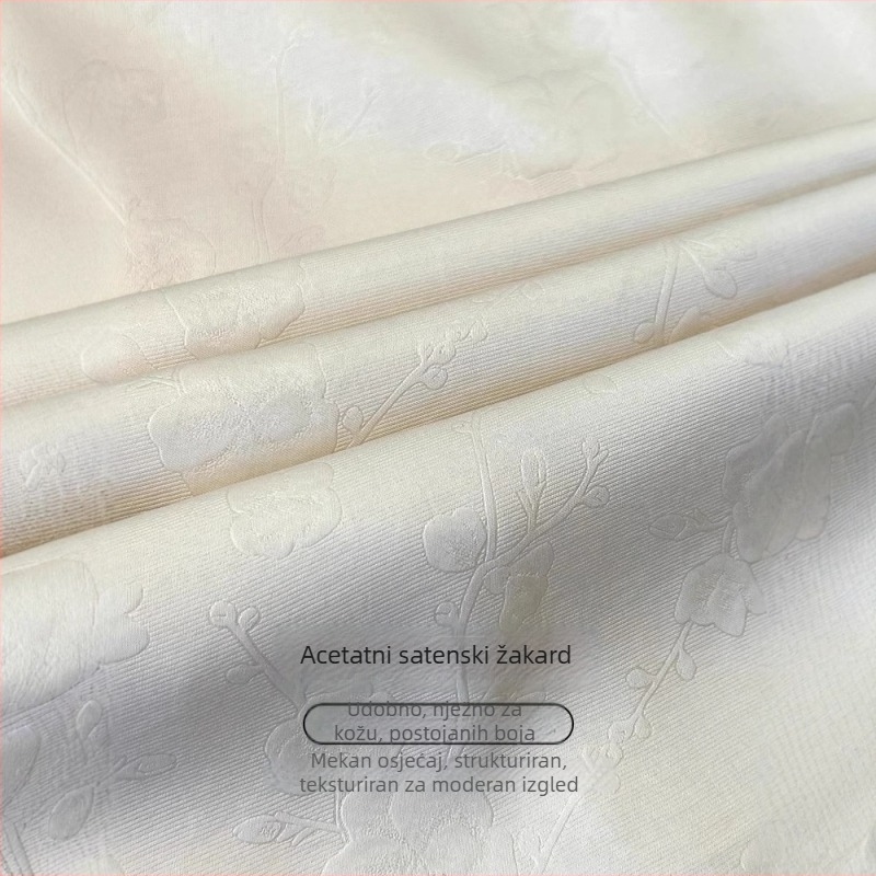 Ženska acetatna midi suknja – ljeto 2025, elegantna, drapirana, jacquard saten, A-linija