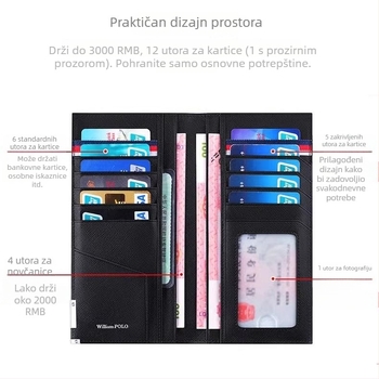 Ultra-tanki PU držač kartica za muškarce sa zaštitom RFID, urbani dizajn, džep za vozačku dozvolu i osobnu iskaznicu, više pretinaca za kartice