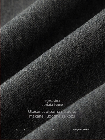 Ženska duga A-linijska suknja s kišobran siluetom, siva, visoki pojas, jesen-zima moda, francuski stil