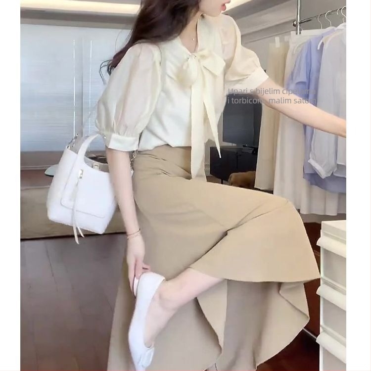 Ženski ljetni komplet s košulom i suknjom od poliestera - elegantan, chic stil i vrhunska kvaliteta