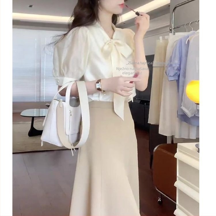 Ženski ljetni komplet s košulom i suknjom od poliestera - elegantan, chic stil i vrhunska kvaliteta