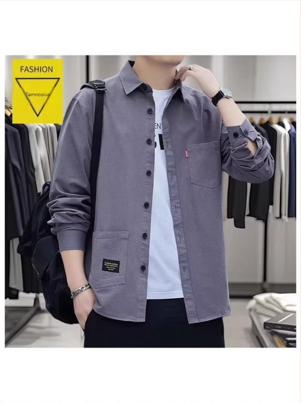 Muška proljetno-jesenska radna košulja kardigan s dugim rukavima, japanski retro stil, casual poslovni izgled