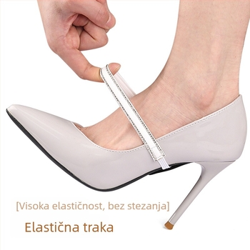 Cipele s visokim petama s remenčićima za vezanje ukrašenima dijamantima, elastična fiksacija, jednostavno obuvanje