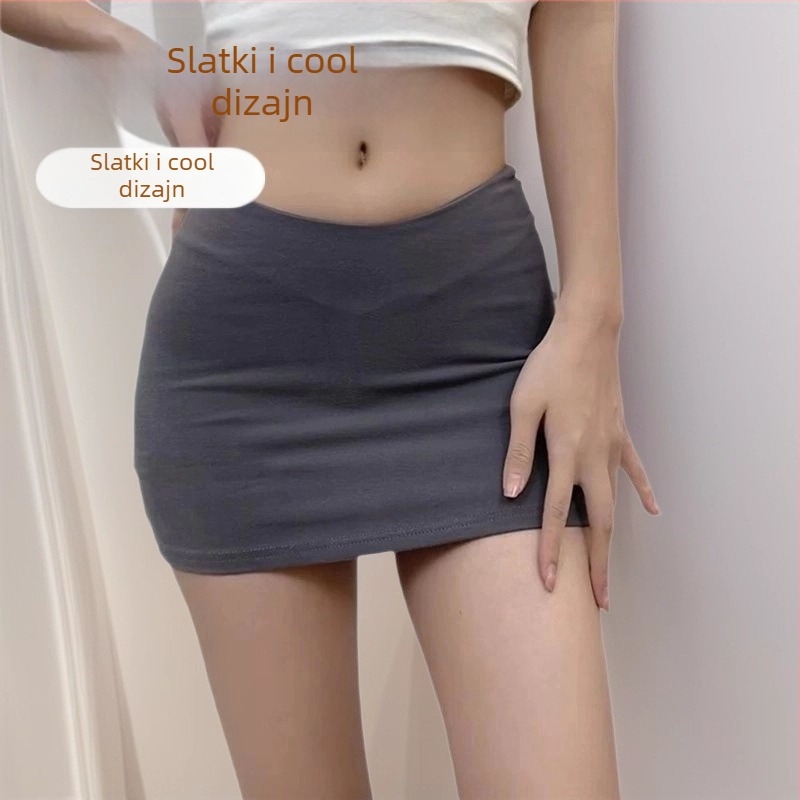 Mini suknja s niskim V strukom, uski kroj, hip-hugging, casual i svestran stil