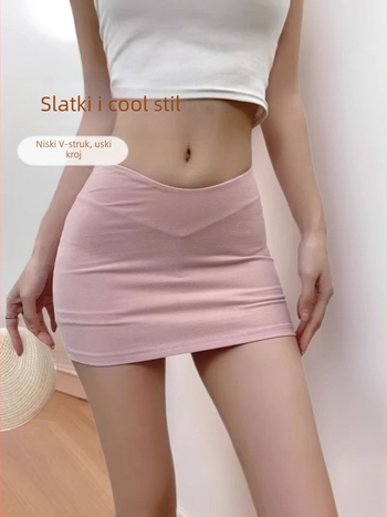 Mini bodycon suknja s nizim V-om, uski kroj, casual i seksi